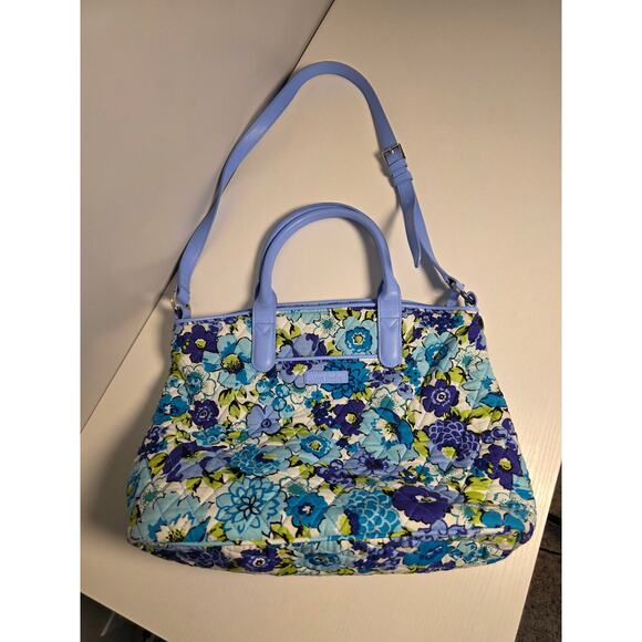 Vera Bradley Large Blueberry Blooms Trimmed Bag Purse Casual Cottage Preppy Cute - Picture 2 of 8